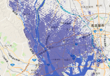 海面が60センチ上昇した名古屋の地図